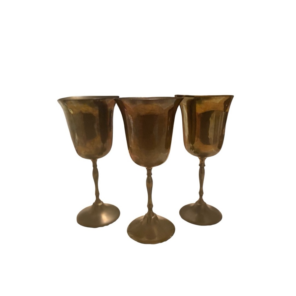 Gifts of Distinction Maurice Duchin Elegant Brass Stemmed Goblet Set of 3